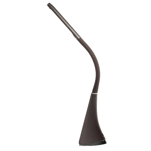 TLD-542 Brown-LED-300Lm-5000K-Dimmer Светильник настольный c часами, календарем, термометром, 5W, Сенсорный выключатель, Коричневый стилизован под кожу. - фото 9