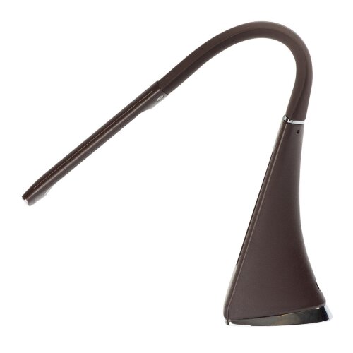 TLD-542 Brown-LED-300Lm-5000K-Dimmer Светильник настольный c часами, календарем, термометром, 5W, Сенсорный выключатель, Коричневый стилизован под кожу. - фото 10