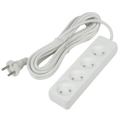 S-CU4-5 WHITE Удлинитель серии Ultra, шнур 5м., 4 гнезда, 10A, б-з, Белый, TM Uniel