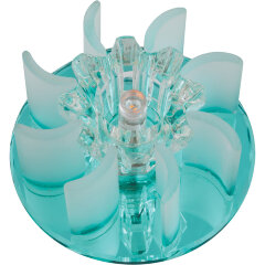 DLS-F114 G4 BLUE-CLEAR Светильник декоративный встраиваемый серия Fiore, Без лампы, цоколь G4, Основание стекло, цвет голубой, Отделка кристалл, цвет прозрачный.