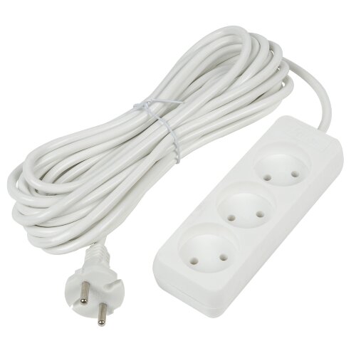 S-CU3-10 WHITE Удлинитель серии Ultra, шнур 10м., 3 гнезда, 10A, б-з, Белый, TM Uniel - фото 1