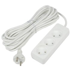 S-CU3-10 WHITE Удлинитель серии Ultra, шнур 10м., 3 гнезда, 10A, б-з, Белый, TM Uniel