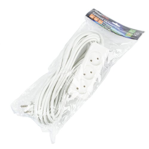 S-CU3-10 WHITE Удлинитель серии Ultra, шнур 10м., 3 гнезда, 10A, б-з, Белый, TM Uniel - фото 2