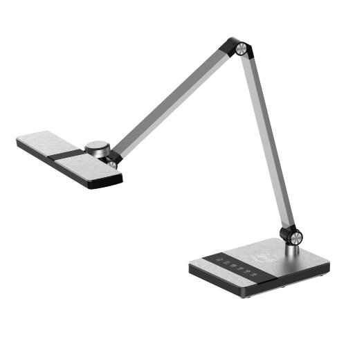 ULM-D110 15W-3000-6500K-DIM SILVER Светильник настольный светодиодный с беспроводной зарядкой телефонов, Сенсорный выключатель, Диммер, Серебристый, TM Uniel - фото 1