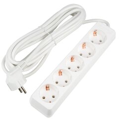 S-GCU5-5 WHITE Удлинитель серии Ultra, шнур 5м., 5 гнезд, 16A, с-з, Белый, TM Uniel