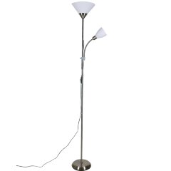 UML-T520 E27+E14 SILVER-WHITE Торшер напольный под лампу Е27 и Е14, 2х60W, Серебристый-Белый, ТМ Uniel