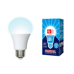 LED-A60-13W-NW-E27-FR-NR Лампа светодиодная, Форма A, матовая, Серия Norma, Белый свет 4000K, Картон, ТМ Volpe
