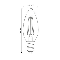 LED-C35-9W-4000K-E14-CL PLS02WH Лампа светодиодная, Форма свеча, прозрачная, Серия Sky, Белый свет 4000К.