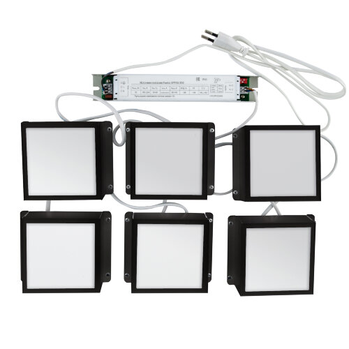 ULP-1010 42W-4000К IP40 GRILYATO OPAL BLACK KIT06 Светильники светодиодные потолочные встраиваемые, комплект из 6 штук, Белый свет 4000K, 4728Лм, Для ячеек 100x100мм, Корпус черный, В комплекте с и-п, ТМ Uniel - фото 1