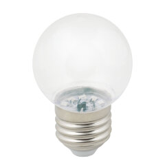 LED-G45-1W-3000K-E27-CL-С Лампа декоративная светодиодная, Форма шар, прозрачная, Теплый белый свет 3000K, Картон, ТМ Volpe.