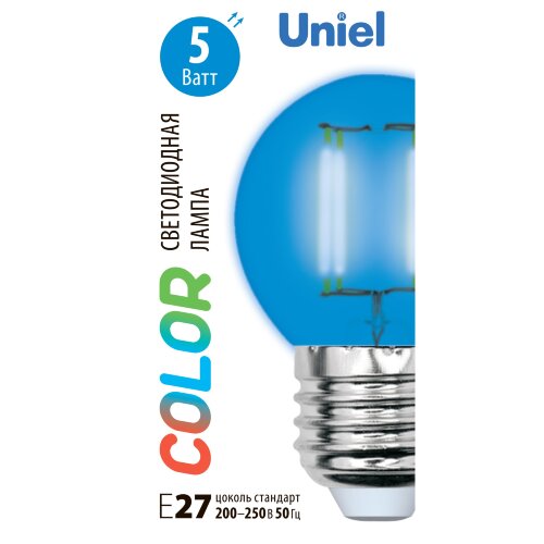 LED-G45-5W-BLUE-E27 GLA02BL Лампа светодиодная, Форма шар, Серия Air color, Синий свет - фото 7