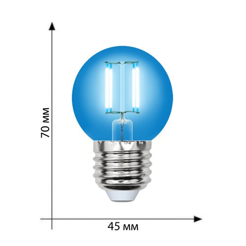 LED-G45-5W-BLUE-E27 GLA02BL Лампа светодиодная, Форма шар, Серия Air color, Синий свет - фото 6