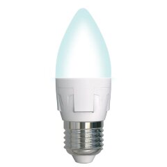 LED-C37 7W-4000K-E27-FR-DIM PLP01WH Лампа светодиодная, диммируемая, Форма свеча, матовая, Серия Яркая, Белый свет 4000K.