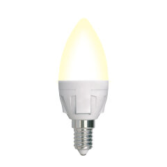 LED-C37 7W-3000K-E14-FR-DIM PLP01WH Лампа светодиодная, диммируемая, Форма свеча, матовая, Серия Яркая, Теплый белый свет 3000K.