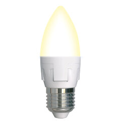 LED-C37 7W-3000K-E27-FR-DIM PLP01WH Лампа светодиодная, диммируемая, Форма свеча, матовая, Серия Яркая, Теплый белый свет 3000K.