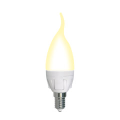 LED-CW37 7W-3000K-E14-FR-DIM PLP01WH Лампа светодиодная, диммируемая, Форма свеча на ветру, матовая, Серия Яркая, Теплый белый свет 3000K.