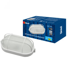 UWL-O02 100W-E27 IP54 WHITE Овал-Решетка Светильник влагозащищенный под лампу Е27, ТМ Uniel.