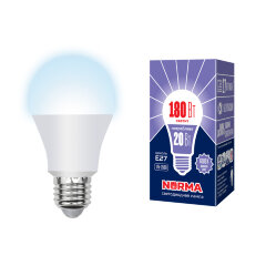 LED-A65-20W-DW-E27-FR-NR Лампа светодиодная, Форма A, матовая, Серия Norma, Дневной белый свет 6500K, Картон, ТМ Volpe