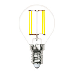 LED-G45-6W-4000K-E14-CL-SLF Лампа светодиодная, Форма шар, прозрачная, Белый свет 4000K, ТМ Volpe