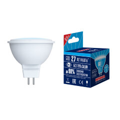 LED-JCDR-7W-WW-GU5.3-NR Лампа светодиодная, Форма JCDR, матовая, Серия Norma, Теплый белый свет 3000K, Картон, ТМ Volpe