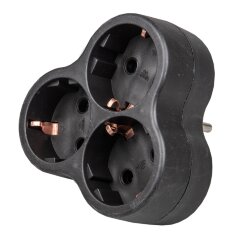 S-GES3-16F BLACK Разветвитель сетевой, с-з, 3 гнезда, 16А, 3500Вт, Черный, ТМ Uniel