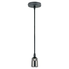 DLC-T-S31-E27 TS-1M-BL PEARL BLACK Патрон декоративный, серия Techno, с проводом 1м и креплением, Материал алюминий, Цвет черный жемчуг, ТМ Uniel.