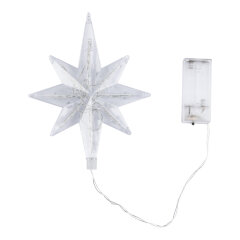 ULD-H1525-009-STB-2AA WARM WHITE STAR-5 Украшение светодиодное для ёлки Звезда-5 на батарейках 2АА не в-к, 15x25 см, 9 светодиодов, Теплый белый свет, Прозрачный провод, TM Uniel