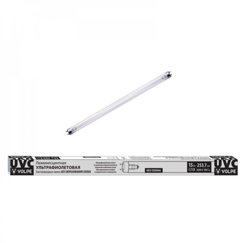 EFL-T8-15-UVCB-G13-CU-V Лампа ультрафиолетовая бактерицидная, Спектр UVC 253.7нм, Картон, ТМ Volpe - фото 1