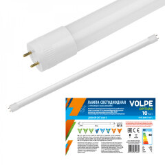 LED-T8-10W-DW-G13-FR-FIX-O Лампа светодиодная Volpe с матовым рассеивателем, Цоколь G13 неповоротный, Серия Optima, Цвет свечения дневной, Упаковка рукав.