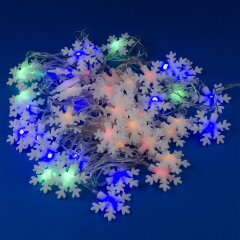 ULD-S0700-050-DTA MULTI IP20 SNOWFLAKES-3 Гирлянда светодиодная с контроллером Снежинки-3, 50 светодиодов, 7 м, разноцветная, IP20.провод прозрачный