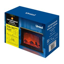 ULD-L2821-005-DNB-RED BROWN FIREPLACE Фонарь светодиодный Камин, на батарейках 3АА не в-к, 28х21см, 5 светодиодов, Эффект пламени, Корпус коричневый, TM Uniel
