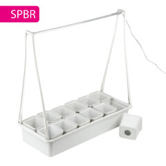 ULT-P34N-10W-SPBR IP65 WHITE 12 Набор Минисад, светильник для растений светодиодный с подставкой, Спектр для рассады и досвечивания в период роста, 12 кашпо в-к, белые, TM ФитоЛето