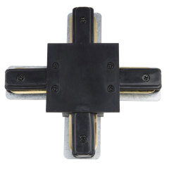 UBX-Q123 R41 BLACK 1 POLYBAG Соединитель для шинопроводов типа R, Х-образный, Однофазный, Черный, ТМ Volpe