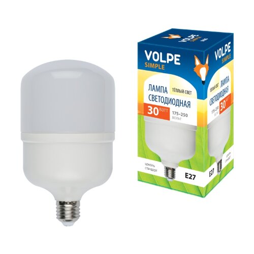 LED-M80-30W-WW-E27-FR-S Лампа светодиодная с матовым рассеивателем, Материал корпуса термопластик, Цвет свечения теплый белый, Серия Simple ТМ Volpe - фото 1