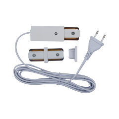 UBX-Q122 G02 WHITE 1 POLYBAG Ввод питания для шинопровода типа G с проводом 3м и с вилкой, Однофазный, Белый, ТМ Volpe
