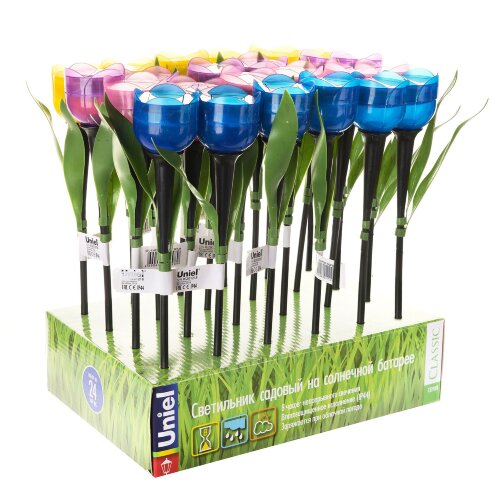 USL-C-651-PT305 TULIP SET 24 Садовый светильник на солнечной батарее Тюльпан, в составе набора из 24 шт, Белый свет, 1xLR аккумулятор в-к, IP44. - фото 1
