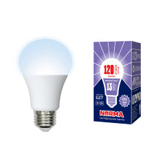 LED-A60-13W-DW-E27-FR-NR Лампа светодиодная, Форма A, матовая, Серия Norma, Дневной белый свет 6500K, Картон, ТМ Volpe