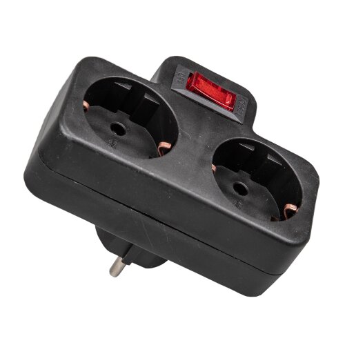 S-GES2-16PB BLACK Разветвитель сетевой с выключателем, с-з, 2 гнезда, 16А, 3500Вт, Черный, ТМ Uniel - фото 3