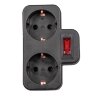 S-GES2-16PB BLACK Разветвитель сетевой с выключателем, с-з, 2 гнезда, 16А, 3500Вт, Черный, ТМ Uniel - фото 4