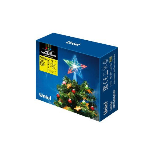 ULD-H1516-010-DTA MULTI STAR Украшение светодиодное для ёлки Звезда, 15см, 10 светодиодов, Разноцветный свет, Прозрачный провод. - фото 5