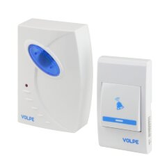 UDB-Q025 W-R1T1-16S-80M-WH Звонок беспроводной, 36 мелодий, Световая индикация, Радиус действия 80 метров, Блистерная упаковка, Белый.ТМ Volpe.