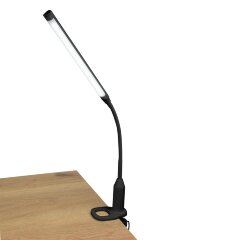 TLD-572 Black-LED-500Lm-4500K-Dimmer Светильник настольный светодиодный на струбцине, 7W, Сенсорный выключатель, Диммер, Черный, ТМ Uniel