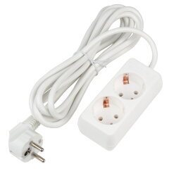 S-GCU2-3 WHITE Удлинитель серии Ultra, шнур 3м., 2 гнезда, 16A, с-з, Белый, TM Uniel