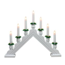 UDL-L7301-007-SWA-WW WHITE BRIDGE Фигура Новогодняя горка, 39.5х30.5см, 7 миниламп накаливания, Теплый белый свет, Корпус белый, Материал дерево, TM Uniel