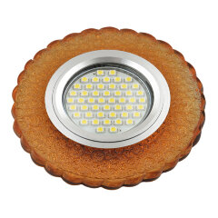 DLS-L140 GU5.3 GLASSY-GOLD Светильник декоративный встраиваемый, серия Luciole, Без лампы, цоколь GU5.3, Доп, светодиодная подсветка 3Вт, Стекло, Зеркальный-светло-желтый, ТМ Fametto