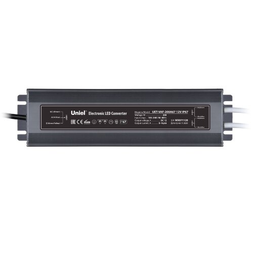 UET-VAF-200A67 12V IP67 2 выхода Блок питания ультратонкий, 200Вт, Металлический корпус, TM Uniel - фото 1
