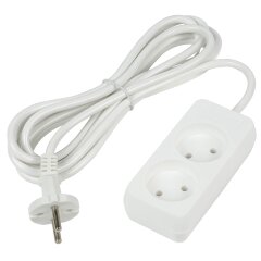 S-CU2-3 WHITE Удлинитель серии Ultra, шнур 3м., 2 гнезда, 10A, б-з, Белый, TM Uniel