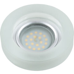 DLS-L110 GU5.3 CHROME-MATT CLEAR Светильник декоративный встраиваемый, серия Luciole, Без лампы, цоколь GU5.3, Доп, светодиодная подсветка 3Вт, Металл-стекло, Хром-матовый+прозрачный, ТМ Fametto