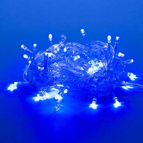ULD-S0500-050-DTA BLUE IP20 Гирлянда светодиодная с контроллером, 5м, 50 светодиодов, Синий свет, Провод прозрачный, ТМ Uniel - фото 1