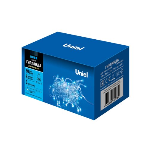 ULD-S0500-050-DTA BLUE IP20 Гирлянда светодиодная с контроллером, 5м, 50 светодиодов, Синий свет, Провод прозрачный, ТМ Uniel - фото 6